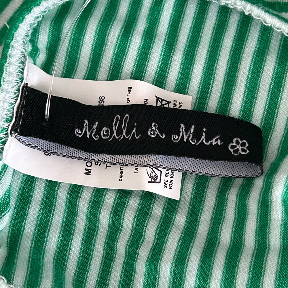 NWT Molli & Mia Summery Green White Stripe Tie Neck Halter Top Size M - Picture 7 of 11